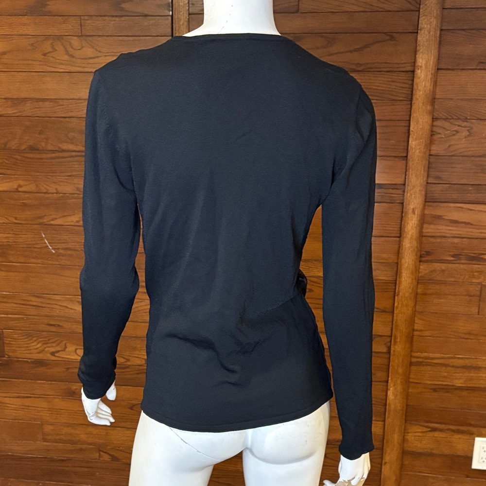 Sigrid Olsen Black Embellished V-Neck Wrap Top - Picture 4 of 7